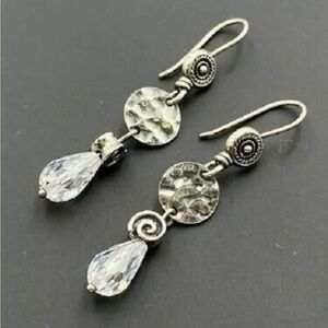 Silpada Vintage Sterling Silver CZ
Hammered Swirl Dangle Earrings